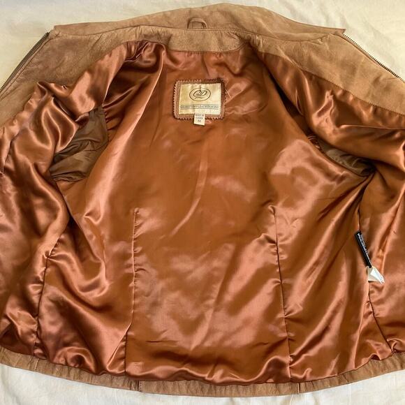 Georgetown Leather Vintage Tan Leather Jacket Waist Length Zip-up Collared Retro - Picture 16 of 16